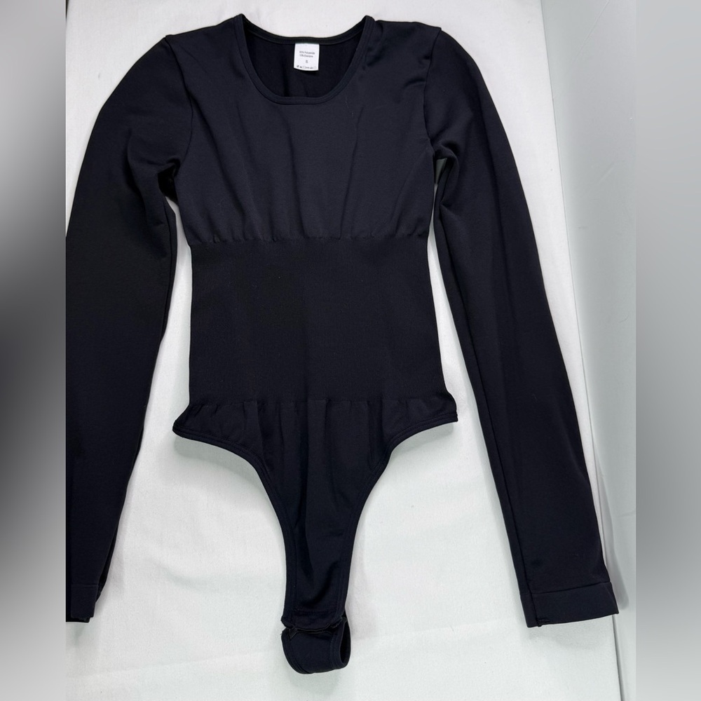Long Sleeve Black One-Piece Bodysuit Size Small